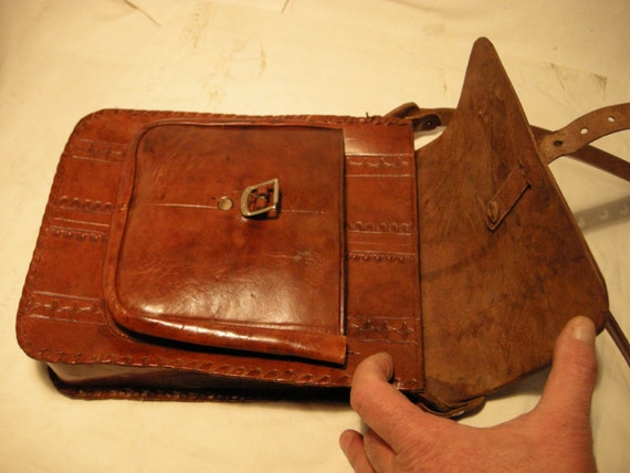 Vintage 1990's Handmade Brown Leather Shoulder Bag - image 5