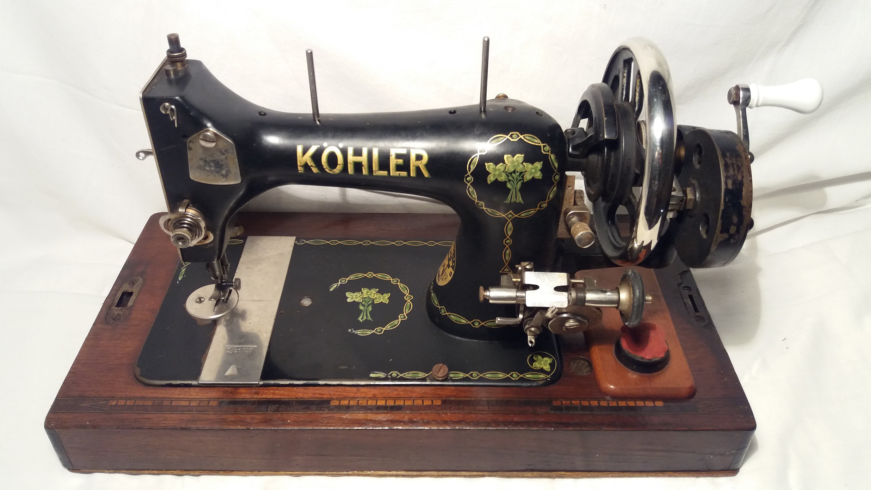 Antique Sewing Machine,,kohler'' With Original Wooden Box