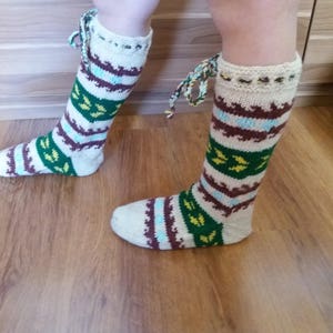 Vintage Hand-Knitted Woolen Socks NEW imagem 2