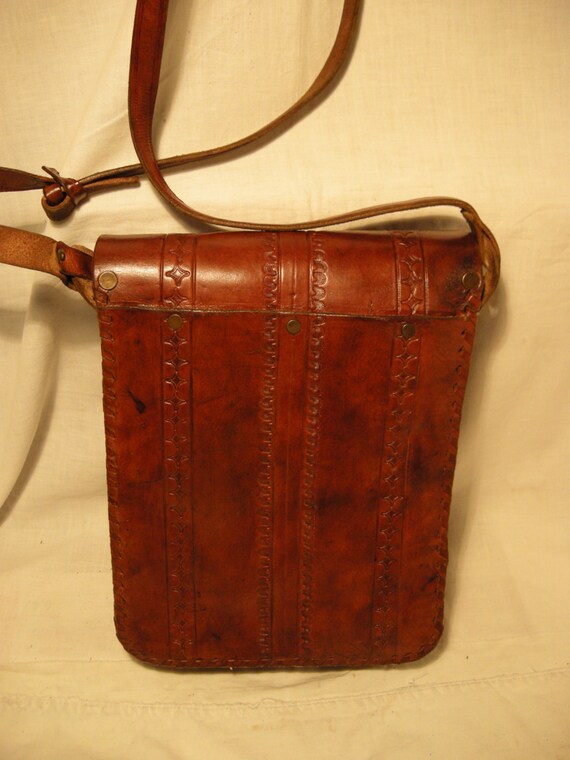 Vintage 1990's Handmade Brown Leather Shoulder Bag - image 3