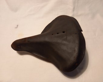 Vintage Black Leather Bicycle Seat