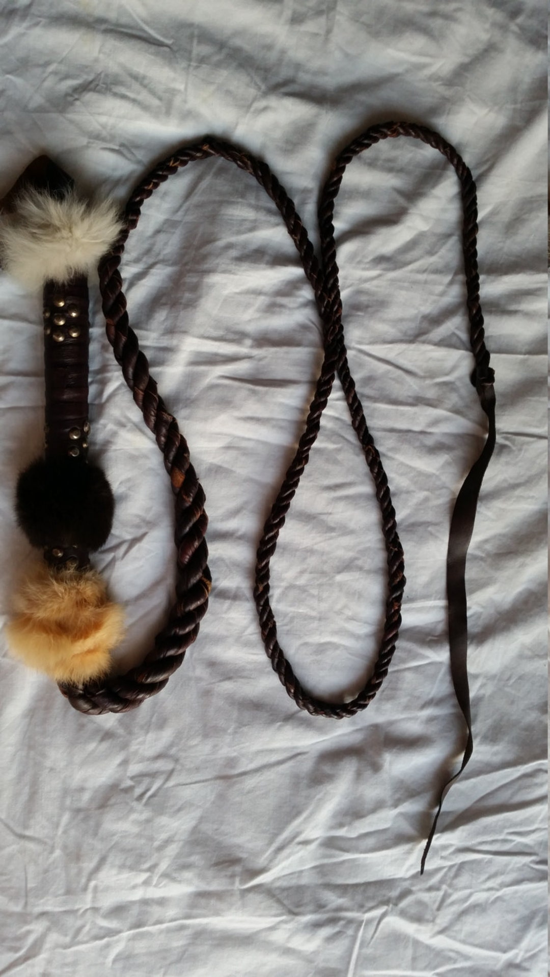 Vintage Handmade Dark Brown Leather Whip NEW Etsy