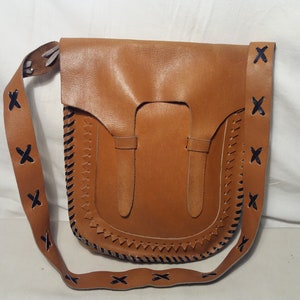 Vintage Handmade Brown Leather Handbag - Shoulder Bag - NEW