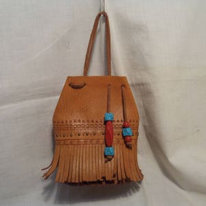 Vintage Handmade Light Brown Leather Pouch - NEW