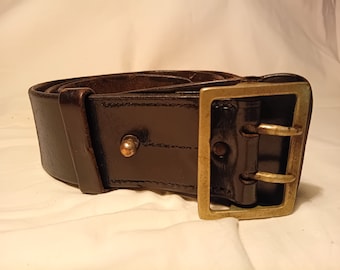 Cintura da ufficiale militare vintage in pelle nera