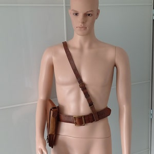 Vintage Militär Set: LUGER P-08 Braune Lederhalfter,Holster,Gürtel und Schultergurt