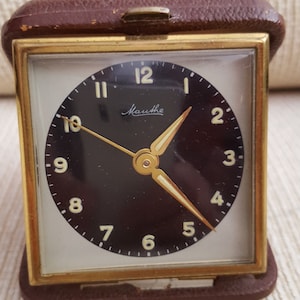 Vintage 1960 German Travel Mechanical Alarm Clock.Brand: MAUTHE