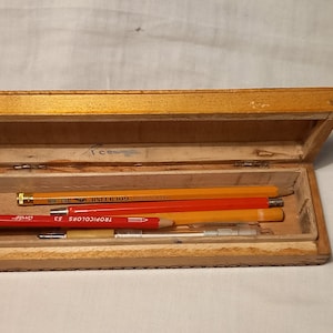 Vintage 1960&#39;s Handmade Wooden School Pencil Box