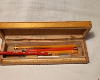 Vintage 1960's Handmade Wooden School Pencil Box