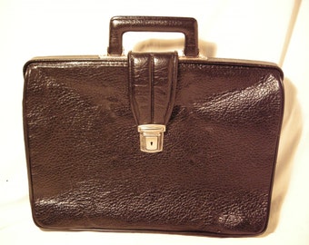 Vintage 1980's Black Leather Legal / Business Bag - Hand Briefcase - Travel Bag.Made in GERMANY