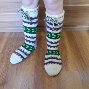 Vintage Hand-Knitted Woolen Socks NEW imagem 1