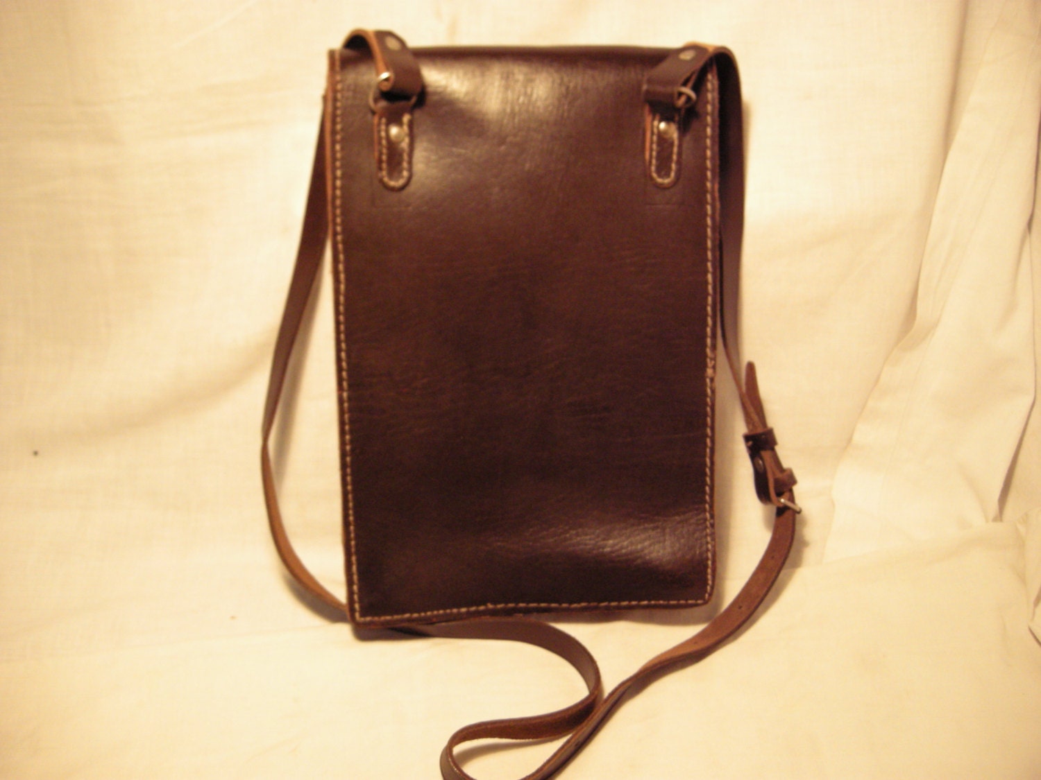 Vintage 1960's Dark Brown Leather Officer Field Bag
