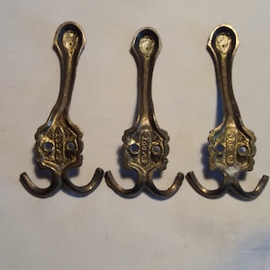 Vintage Handmade Brass Hangers Set of Three image 1