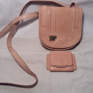 Vintage 1970's Handmade Light Brown Leather Handbag/ Shoulder Bag/ with Wallet - NEW