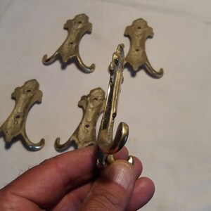 Vintage Handmade Brass Hangers Set of Five image 3