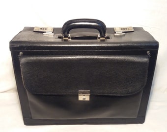 Vintage Black Leather Travel Bag