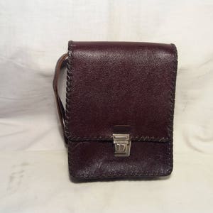 Vintage 1980&#39;s Handmade  Bordeaux Leather Men&#39;s Handbag - NEW