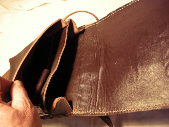 Vintage 1960's Dark Brown Leather Officer Field Bag