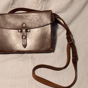Vintage Swiss Army Dark Brown Leather Officer&#39;s Bag - Shoulder Bag