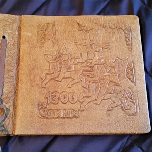 Vintage 1970's Handmade Light Brown Leather Photo Album - NEW