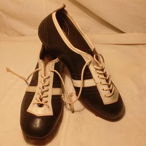 Vintage 1940&#39;s Handmade Black Leather Football Soccer Shoes - NEW