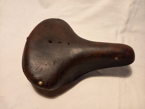 Vintage Dark Brown Leather Bicycle Seat | Etsy