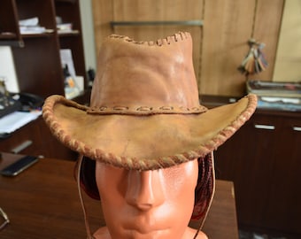 Vintage 1980's Handmade Light Brown Cowboy Hat - NEW