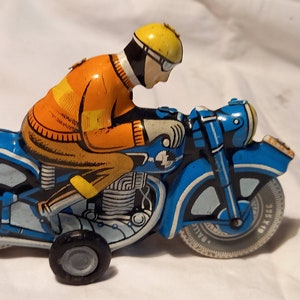 Vintage Sheet Metal Children&#39;s Toy - Motorcycle