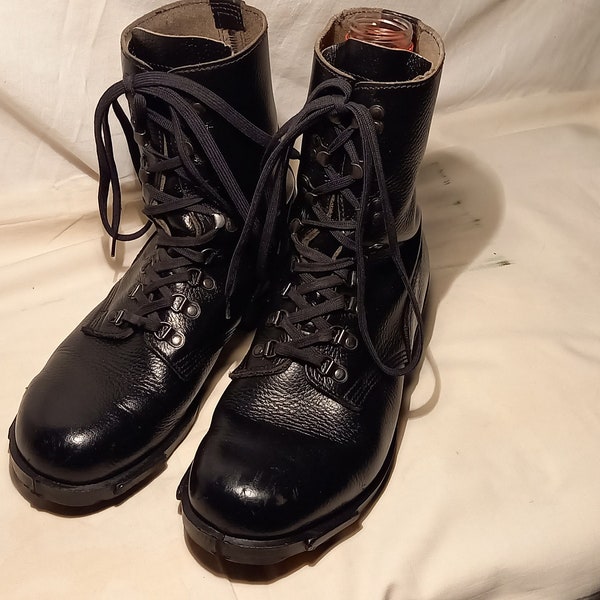 Vintage German Army Black Leather Boots