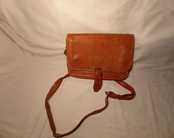 Vintage 1980's Brown Leather Handbag - Shoulder Bag