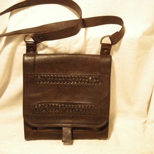 Vintage 1980&#39;s Dark Brown Leather Shoulder Bag