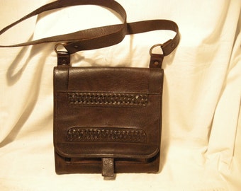 Vintage 1980's Dark Brown Leather Shoulder Bag