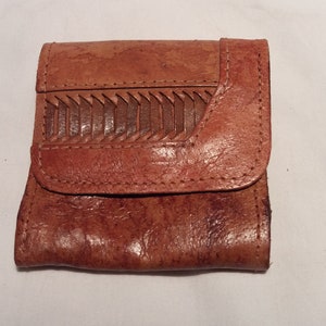 Vintage Light Brown Leather Purse for Coins - NEW