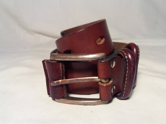 Vintage 1990's  Brown Leather Belt - image 1