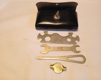 Vintage 1960's Black Faux Leather Case for Bicycle Tools - SET.NEW