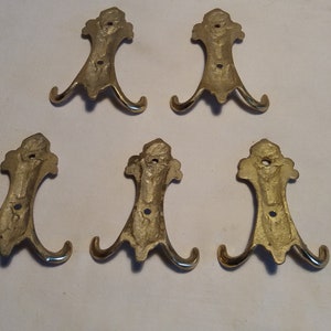 Vintage Handmade Brass Hangers Set of Five image 2