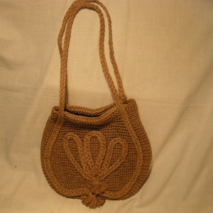 Vintage 1970's Hand - Knitted Handbag