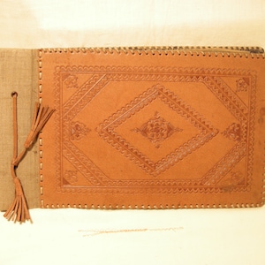 Vintage 1970's Handmade Light Brown Leather Photo Album