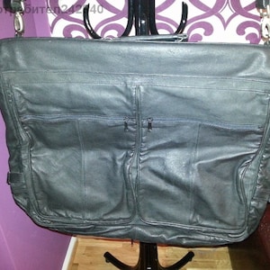 Vintage 1980&#39;s Black Leather Garment Bag