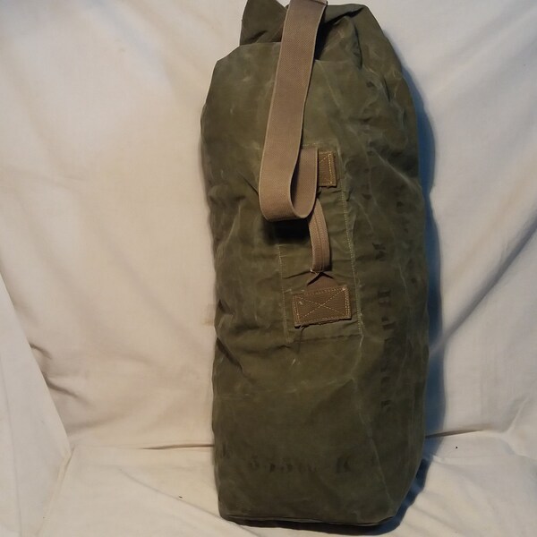 Vintage 1990's Green Canvas Army Duffel-Bag