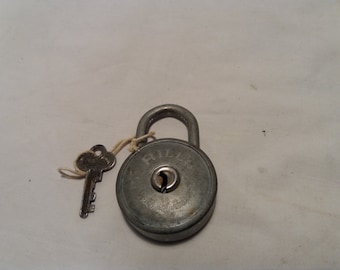 Vintage Metal Padlock with Key - HILLO - SWEDEN