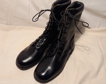 Vintage Greek Army Black Leather Boots - NEW