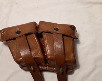 Vintage Brown Leather Ammo Pouch,,STEYR - MANNLICHER M-95''/LEFT/