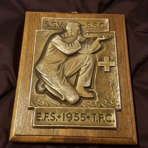 Vintage 1955&#39;s Swiss Military Award - Silver Plated