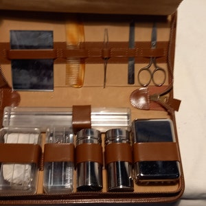 Leather Shaving Travel Kit - Brown