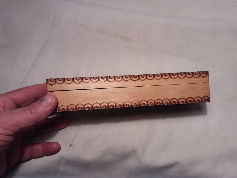 Vintage 1970/'s Handmade Wooden School Pencil Box