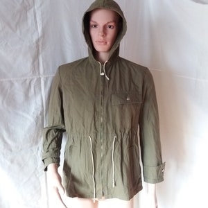 Vintage 1980&#39;s Military Green Canvas Anorak with Zipp
