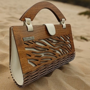 Sac à main en bois pour femme - Sac à main en bouleau - Sac en bois unique - Sac à main grec - Cadeau pour la fête des Mères - Sac à main de soirée et boucles d'oreilles gratuites