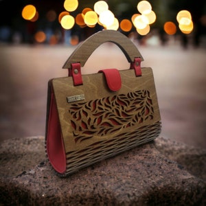 Sac femme, sac à main en bois, sac en bois, pochette en bois