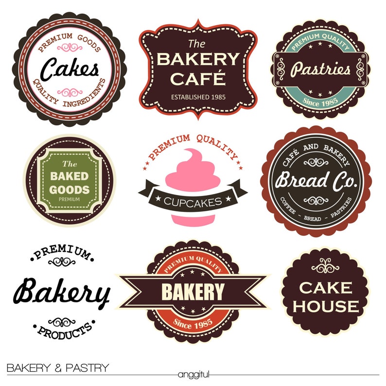 VINTAGE BAKERY PASTRY Cupcake Logo Icon Vector Clipart Instant | Etsy